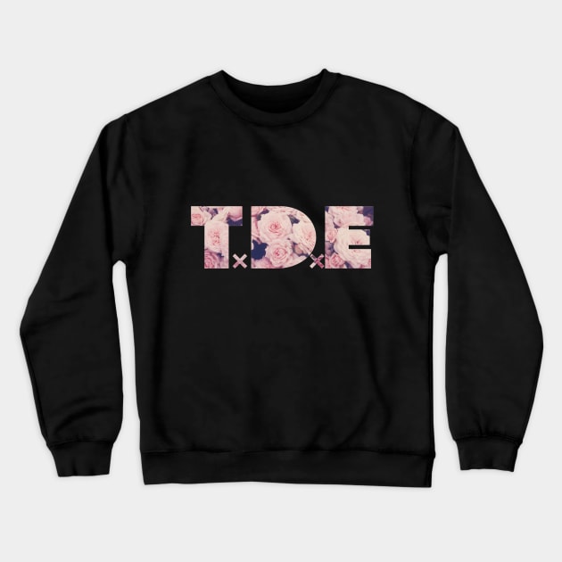 TDE Pink Flowers Logo Crewneck Sweatshirt by mumfro